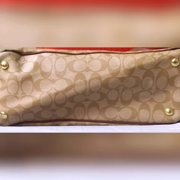 Coach New York Peyton Double Zip Carryall Khaki/Brown #C1495-F24603 pre-owned - Picture 9 of 14